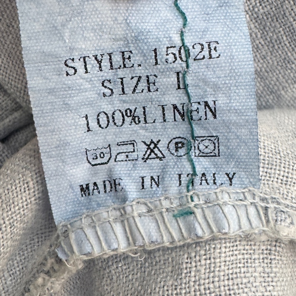 Tempo Paris Linen Side Slit Crop Pants, Light Blue, Size L - Picture 6 of 6